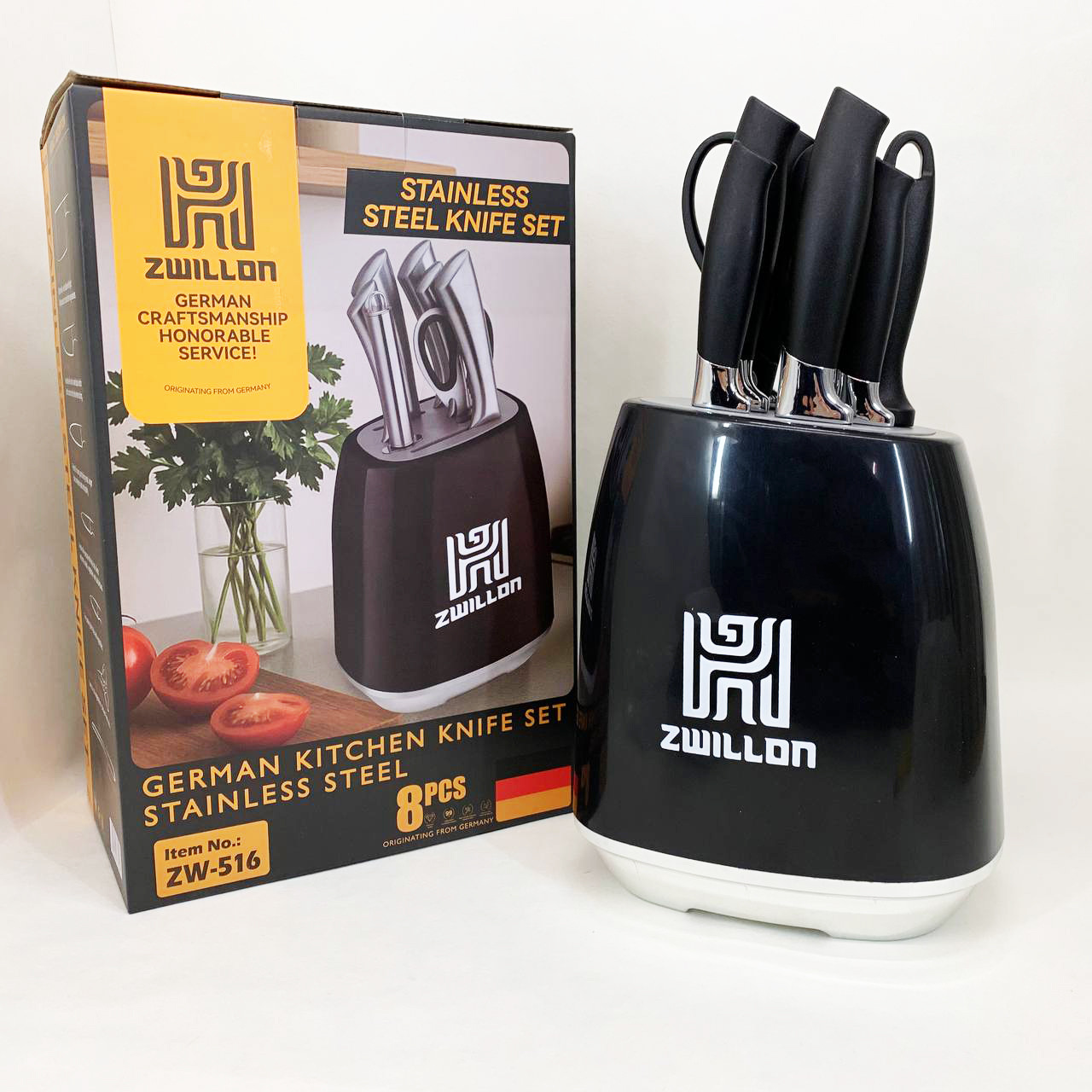 Набор ножей из нержавеющей стали с основанием Rainberg RB-2330 Black