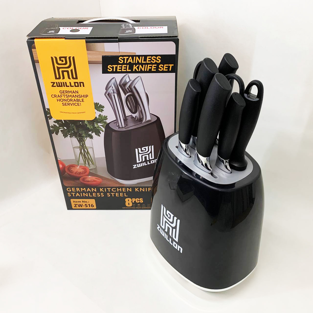 Набор ножей из нержавеющей стали с основанием Rainberg RB-2330 Black