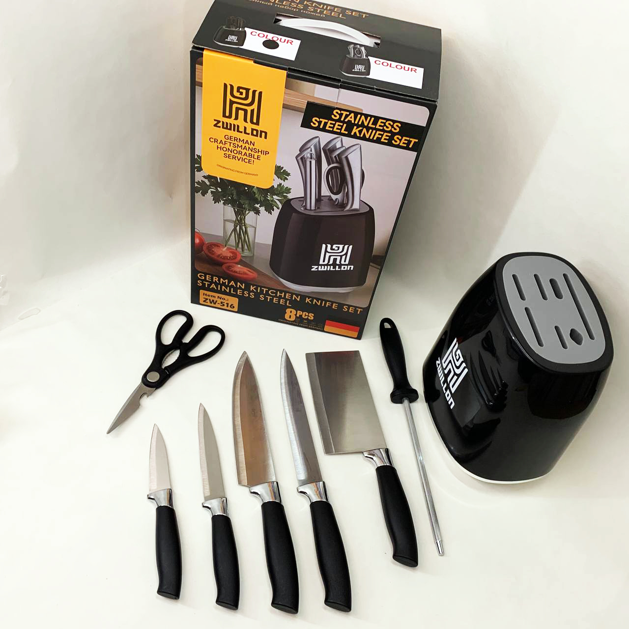 Набор ножей из нержавеющей стали с основанием Rainberg RB-2330 Black