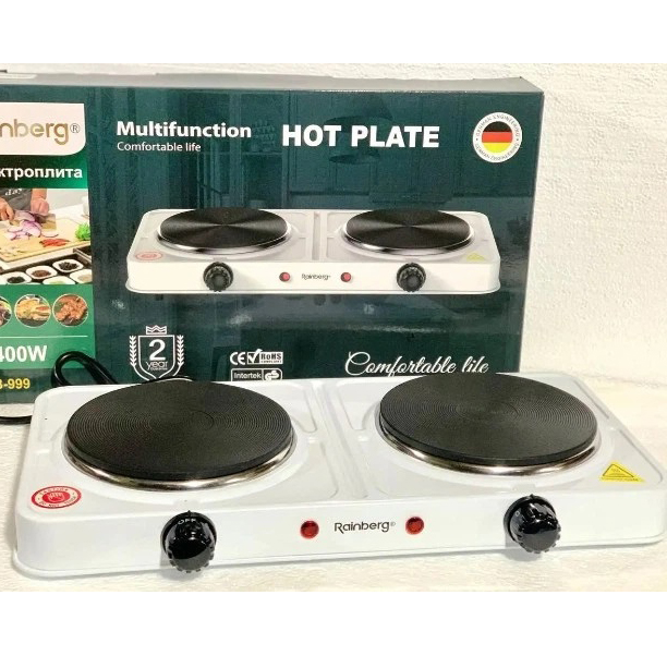 Электрическая плита дисковая плита Rainberg RB-999 электроплита 2400Вт White