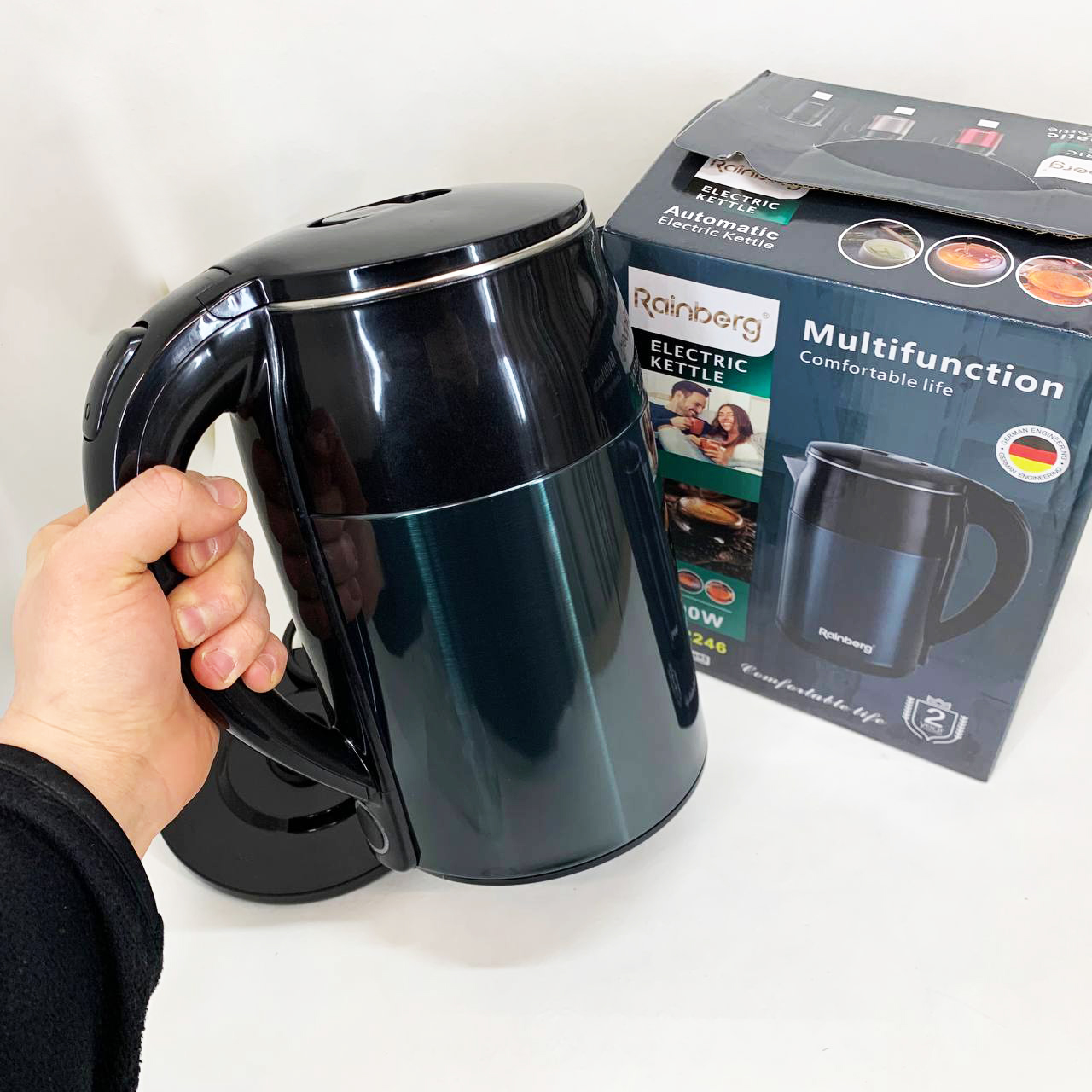 Чайник электрический Rainberg RB-2246 из нержавеющей стали 2000 Вт 2л, хороший электрический чайник Blue