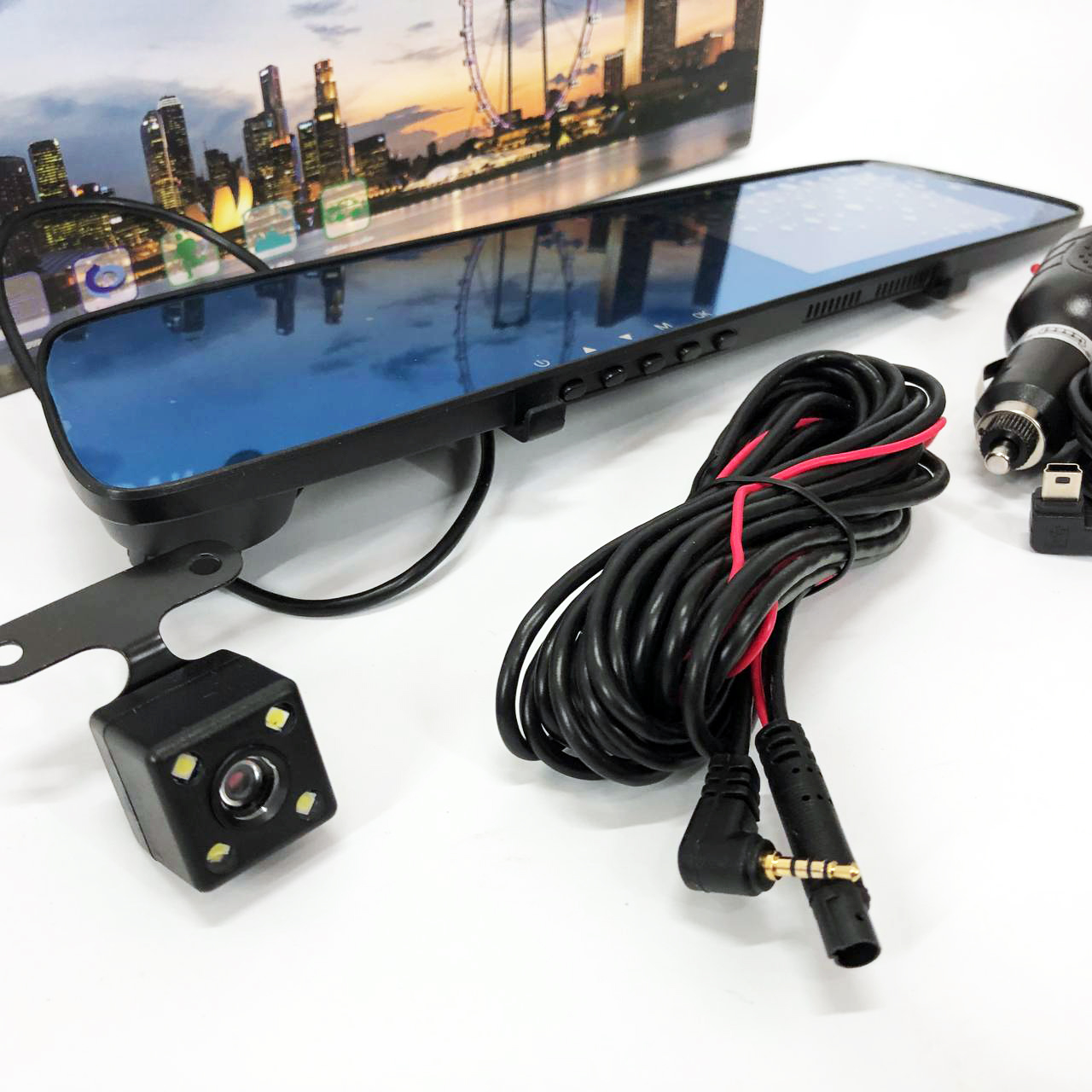 Автомобильный видеорегистратор-зеркало L-9003 4,3 TOUCH SCREEN 2 камеры 1080P Full HD