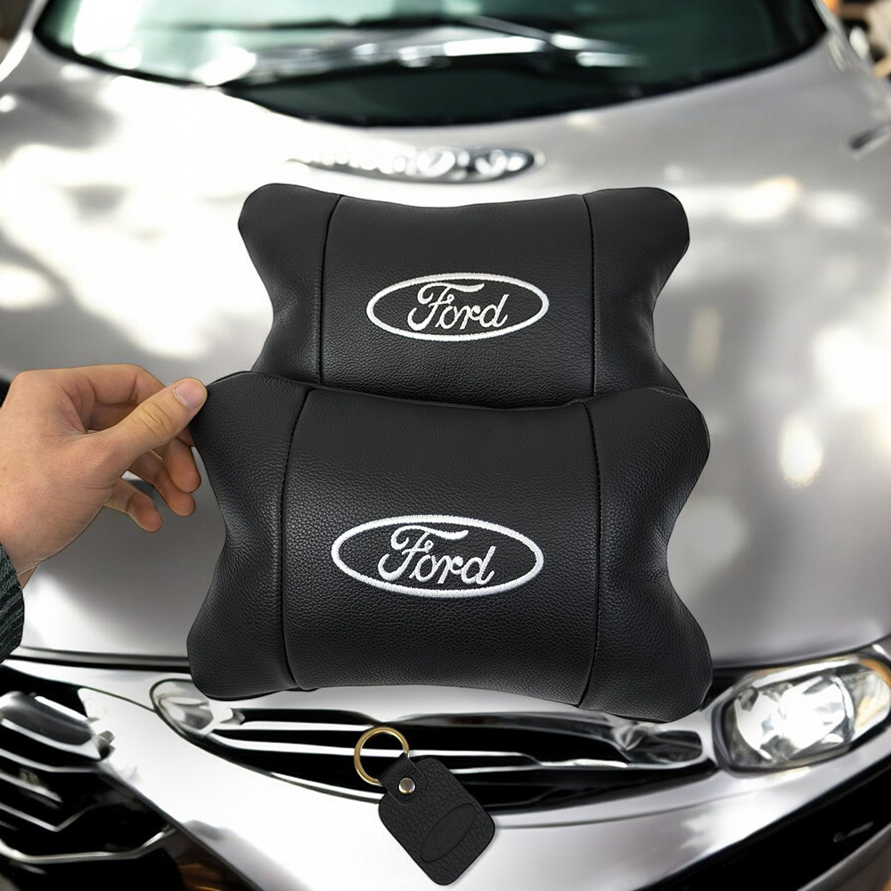Набор автомобильных подушек 2шт для Ford, натуральная кожа, стильные подголовники для удобной поездки
