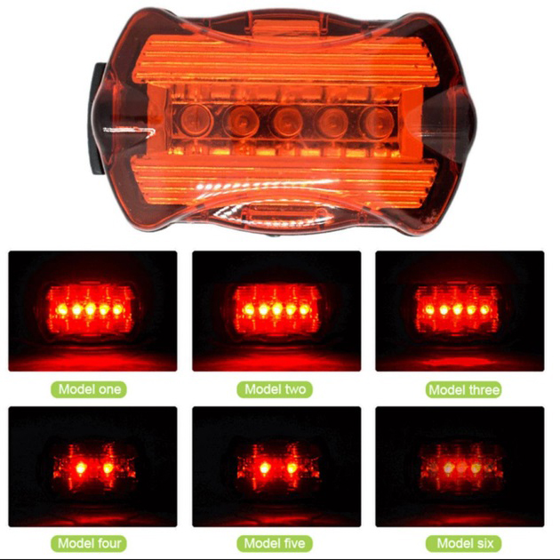 Велофонарь STOP 198-5LED на батарейках 2xAAA