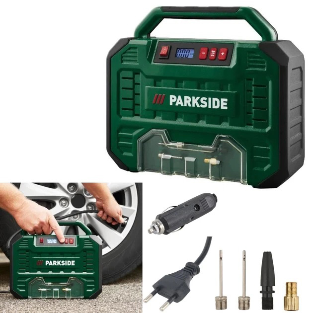 Автомобильный компрессор 12/220в Parkside PMK 150 A1 компрессор для подкачки колёс