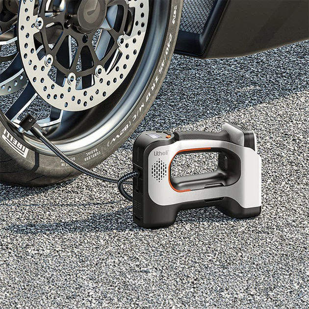 Аккумуляторный компрессор с фонарем Litheli питание от павербанка УМБ Litheli Power Bank 20000 мАч 45Вт