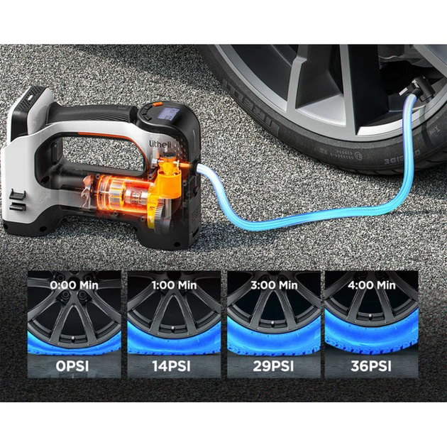 Аккумуляторный компрессор с фонарем Litheli питание от павербанка УМБ Litheli Power Bank 20000 мАч 45Вт