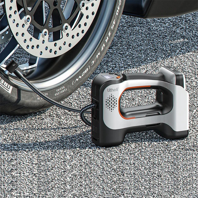 Аккумуляторный компрессор с фонарем Litheli питание от павербанка УМБ Litheli Power Bank 20000 мАч 45Вт