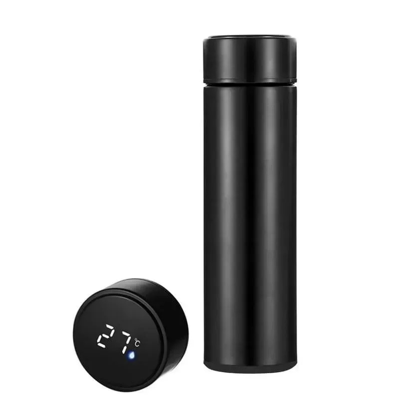 Термос с индикатором температуры 0.5 л, Умный термос с металлическим корпусом, Умный термос с экраном