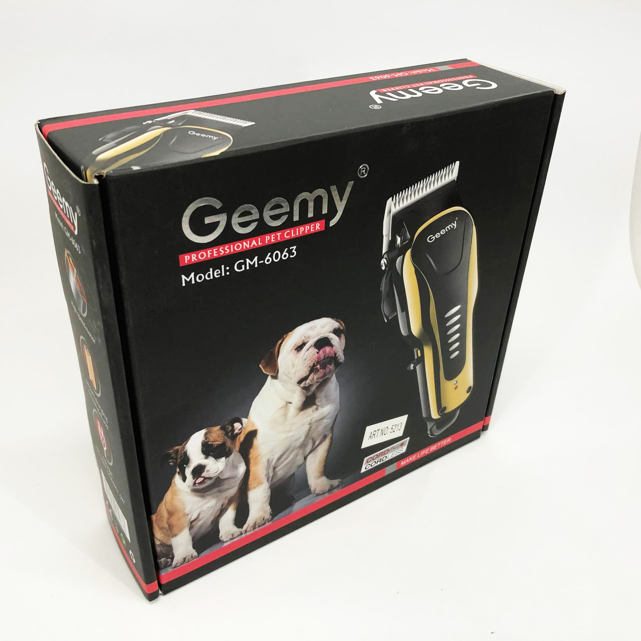 Машинка для стрижки животных Gemei GM 6063 + 4 насадки груминга