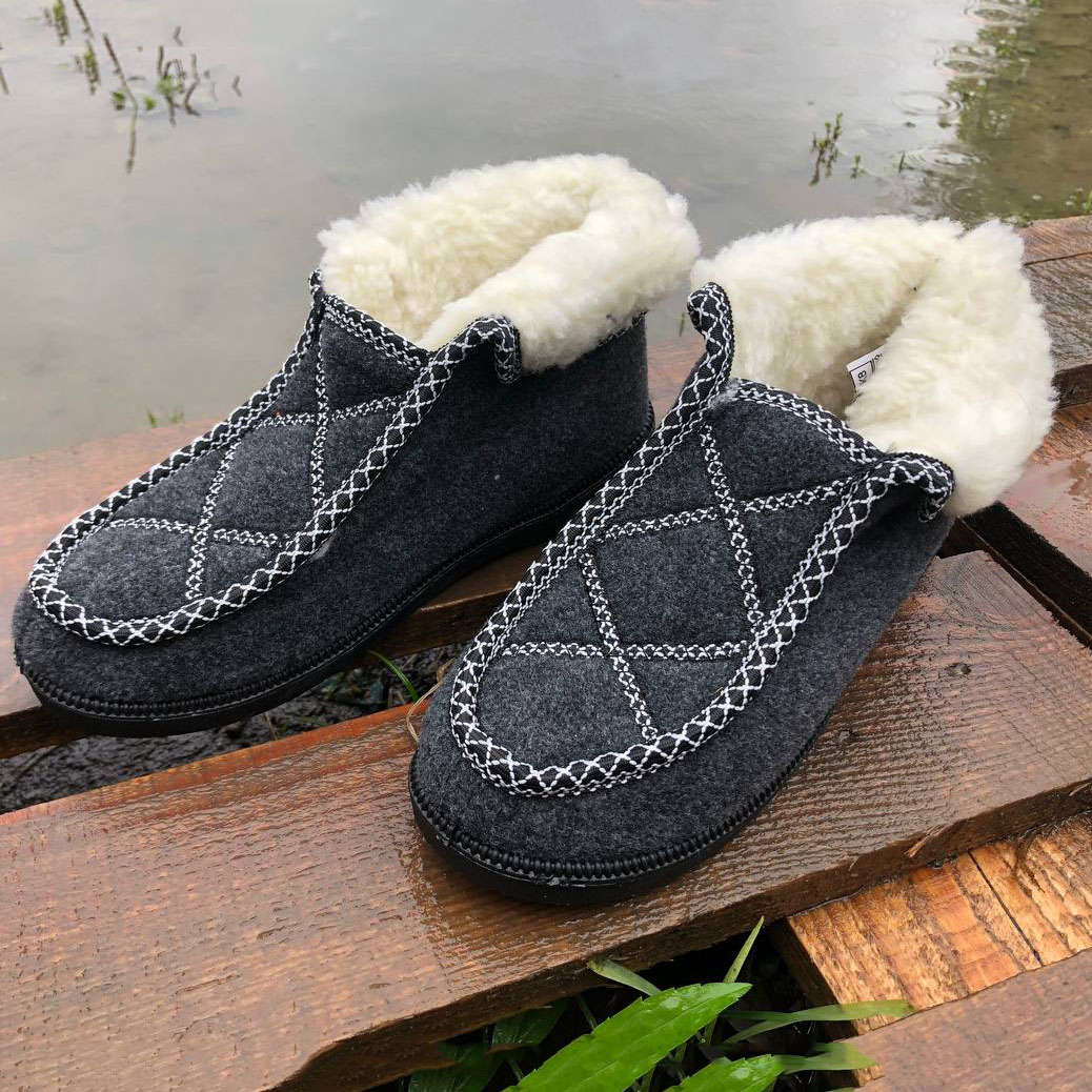 Ботинки женские меховые утепленные 38р 24см, Валенки шитые, Домашние тапочки для женщин