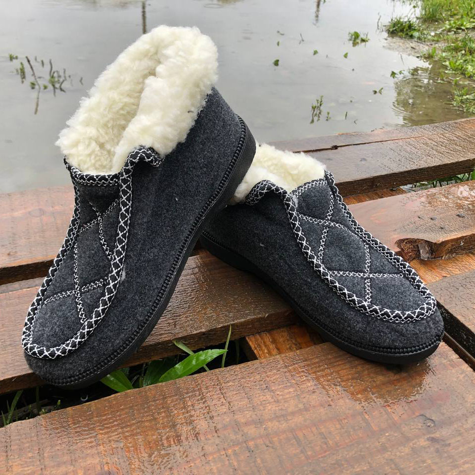 Ботинки женские меховые утепленные 38р 24см, Валенки шитые, Домашние тапочки для женщин