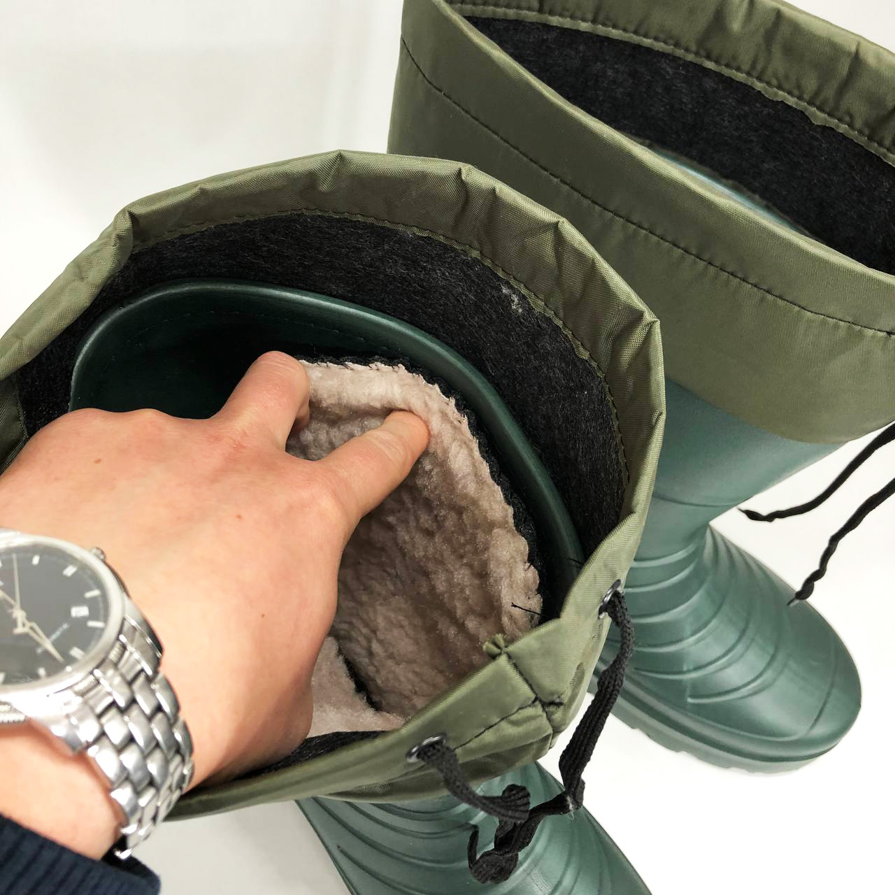 Сапоги резиновые высокие мужские 43р 28,5см утепленные, Активные мужские сапоги для рыбалки