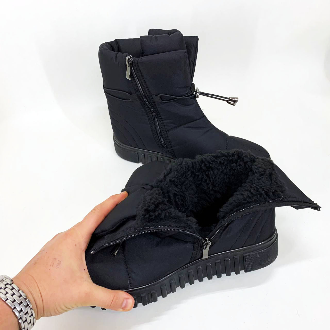 Ботинки женские утепленные черные 41р 26,5см, Бурки бабуши женские войлок, Женские ботинки из нейлона