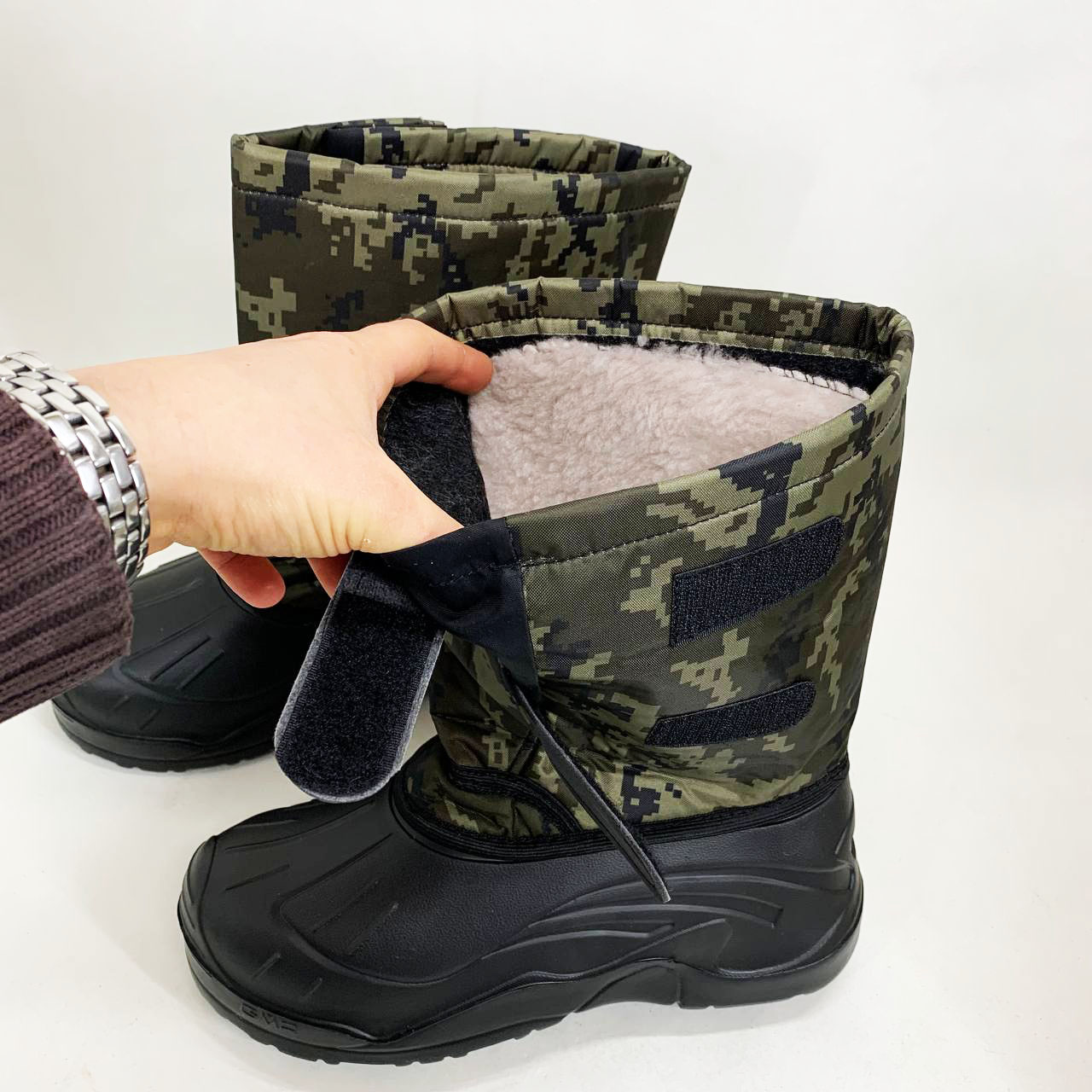 Сапоги мужские утепленные камуфляж 45р 29,5см, Водонепроницаемые теплые резиновые сапоги