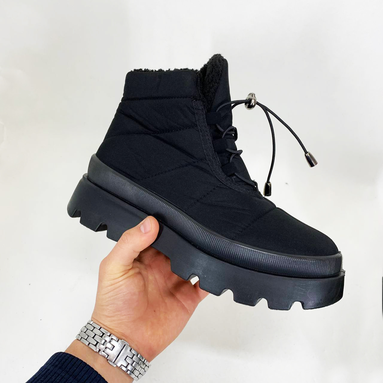 Сапоги женские 39р 24.5см, Женские зимние стеганные ботинки, Челси с эластичными вставками