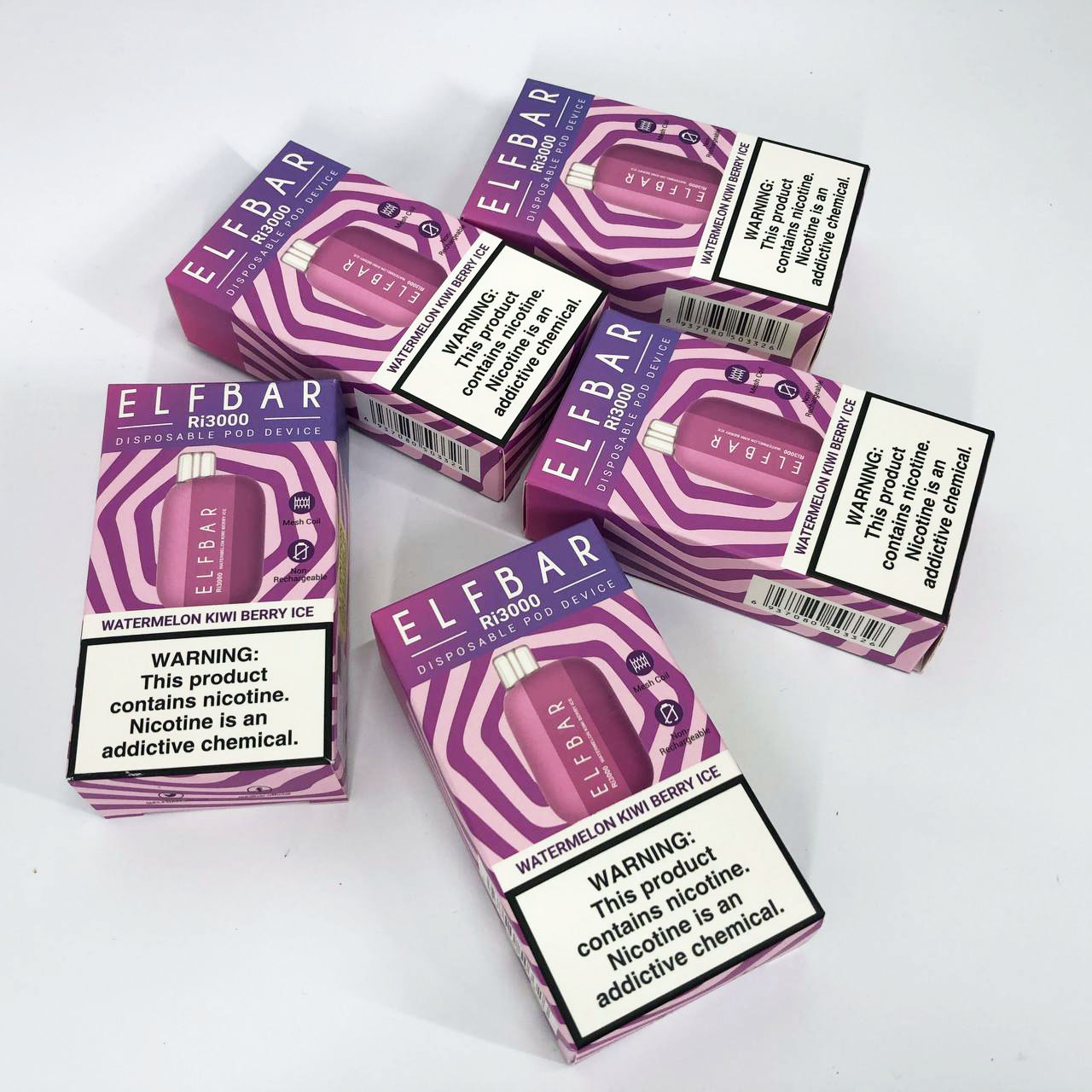 Elf Bar RI3000 5%. Арбуз Киви Ягоды (Watermelon Kiwi Berry Ice)