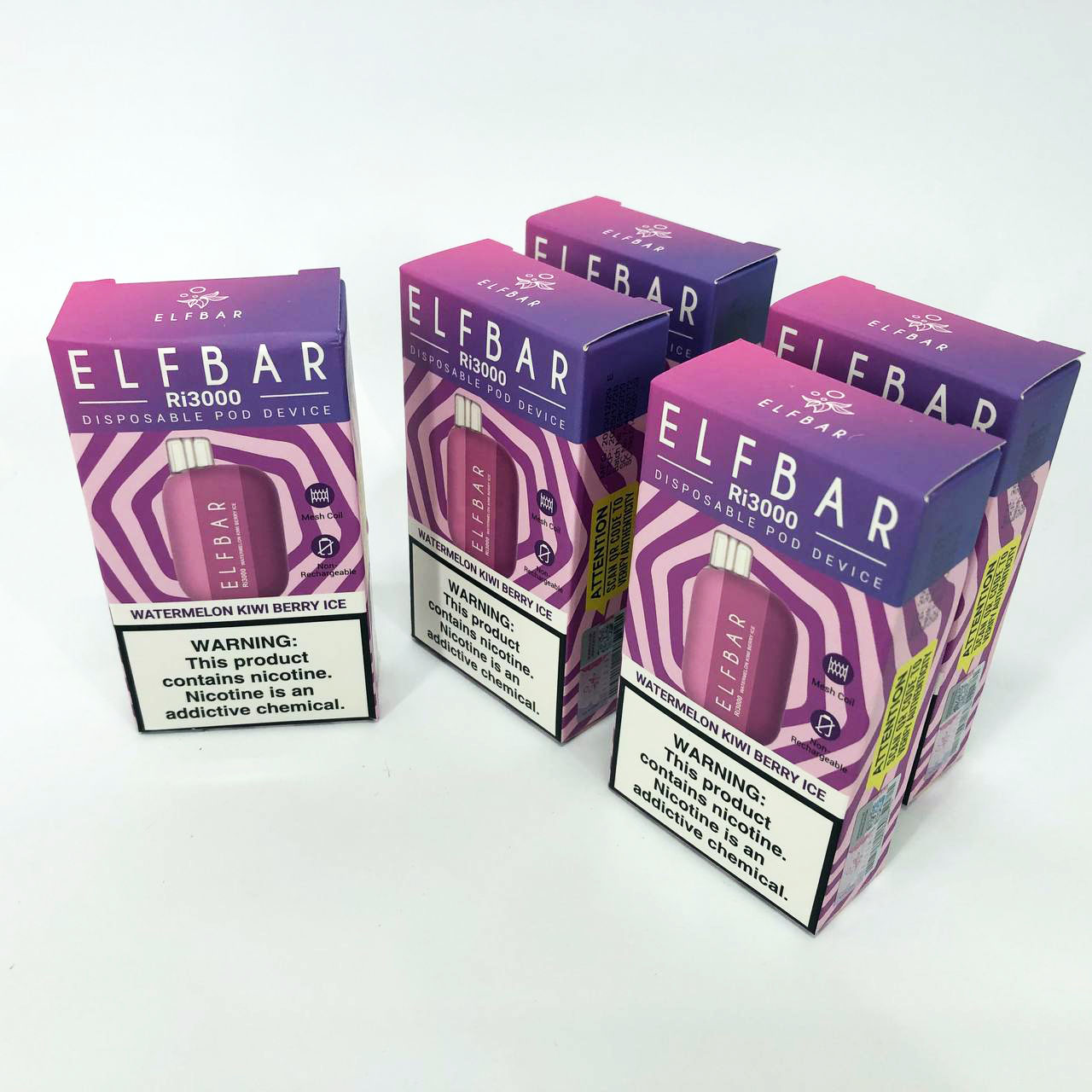 Elf Bar RI3000 5%. Арбуз Киви Ягоды (Watermelon Kiwi Berry Ice)