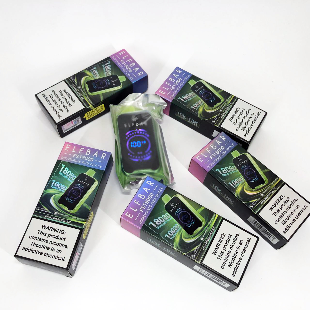 ELF BAR FS18000 5%. Киви Ананас (Kiwi Pineapple Ice)