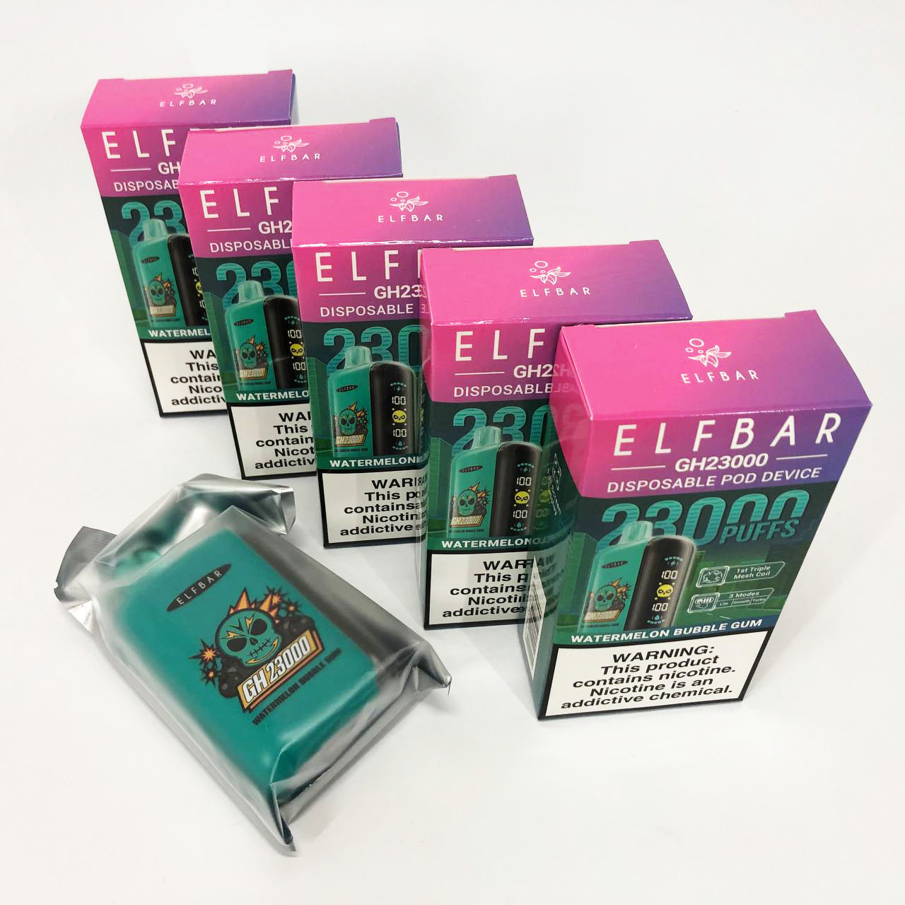 ELF BAR GH 23000 5%. Арбузная жевательная резинка (Watermelon Bubble Gum)