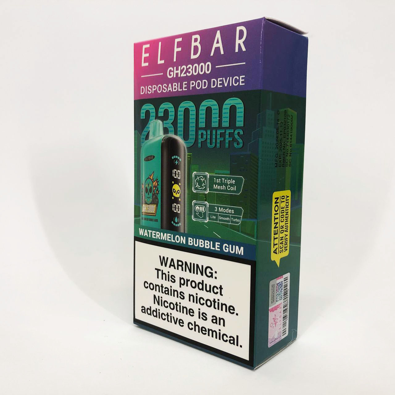 ELF BAR GH 23000 5%. Арбузная жевательная резинка (Watermelon Bubble Gum)