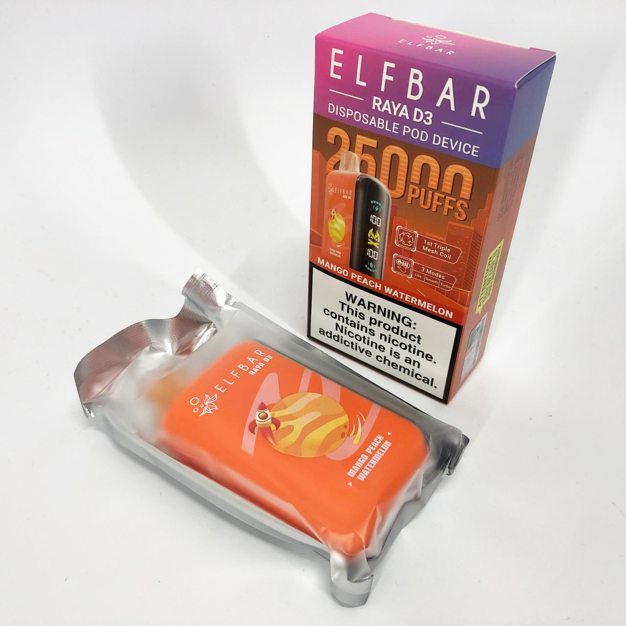 Elf Bar Raya D3 25000. Манго Персик Арбуз (Mango Peach Watermelon)