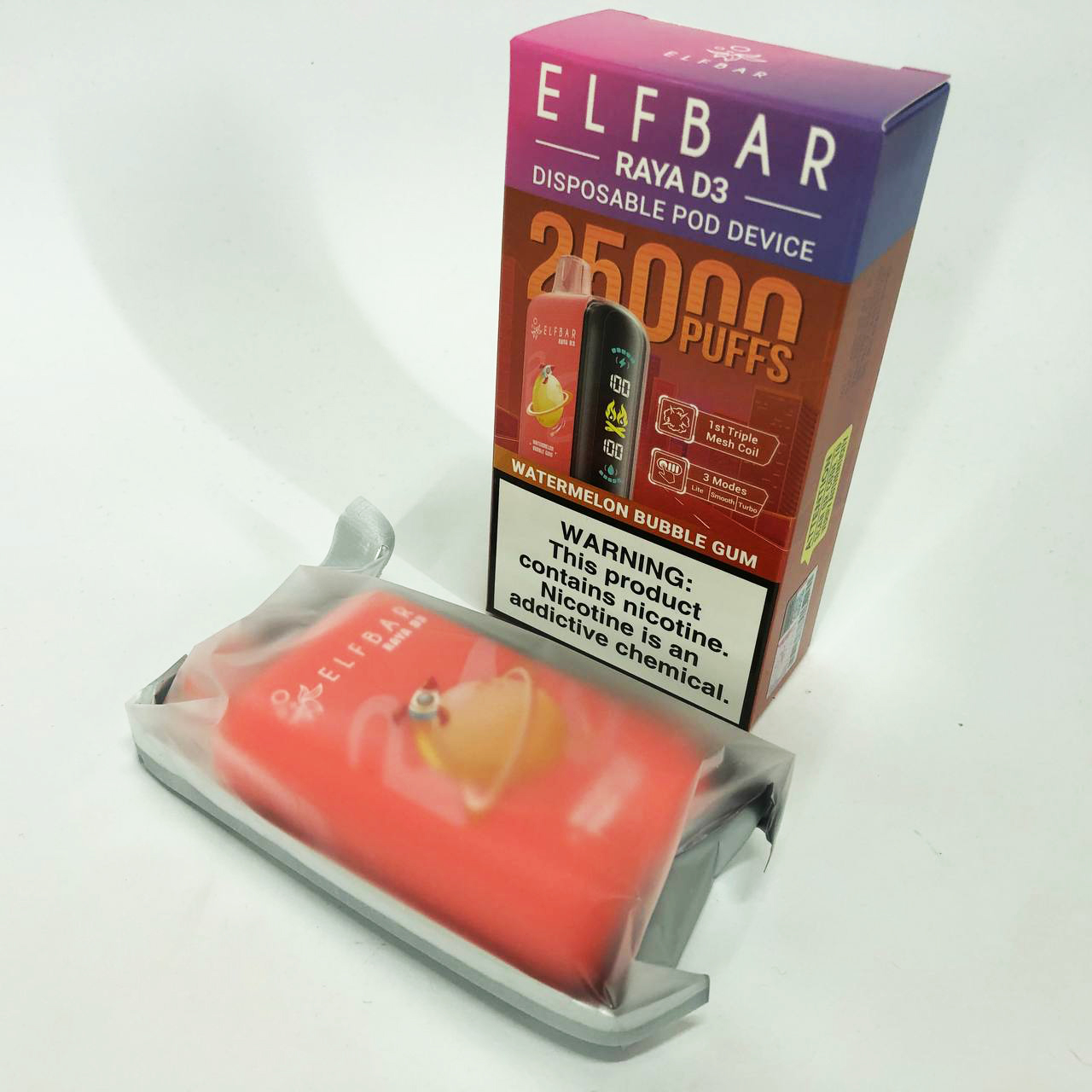 Elf Bar Raya D3 25000. Арбузная жвачка (Watermelon Bubble Gum)
