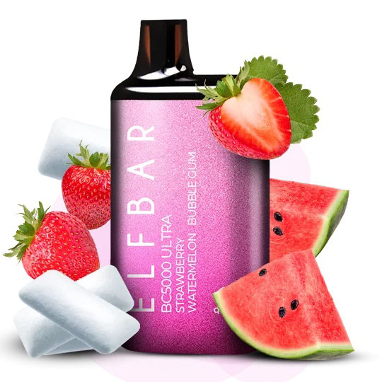 Elf Bar BC5000 Ultra. Клубнично-арбузная жвачка (Strawberry Watermelon Bubble Gum)