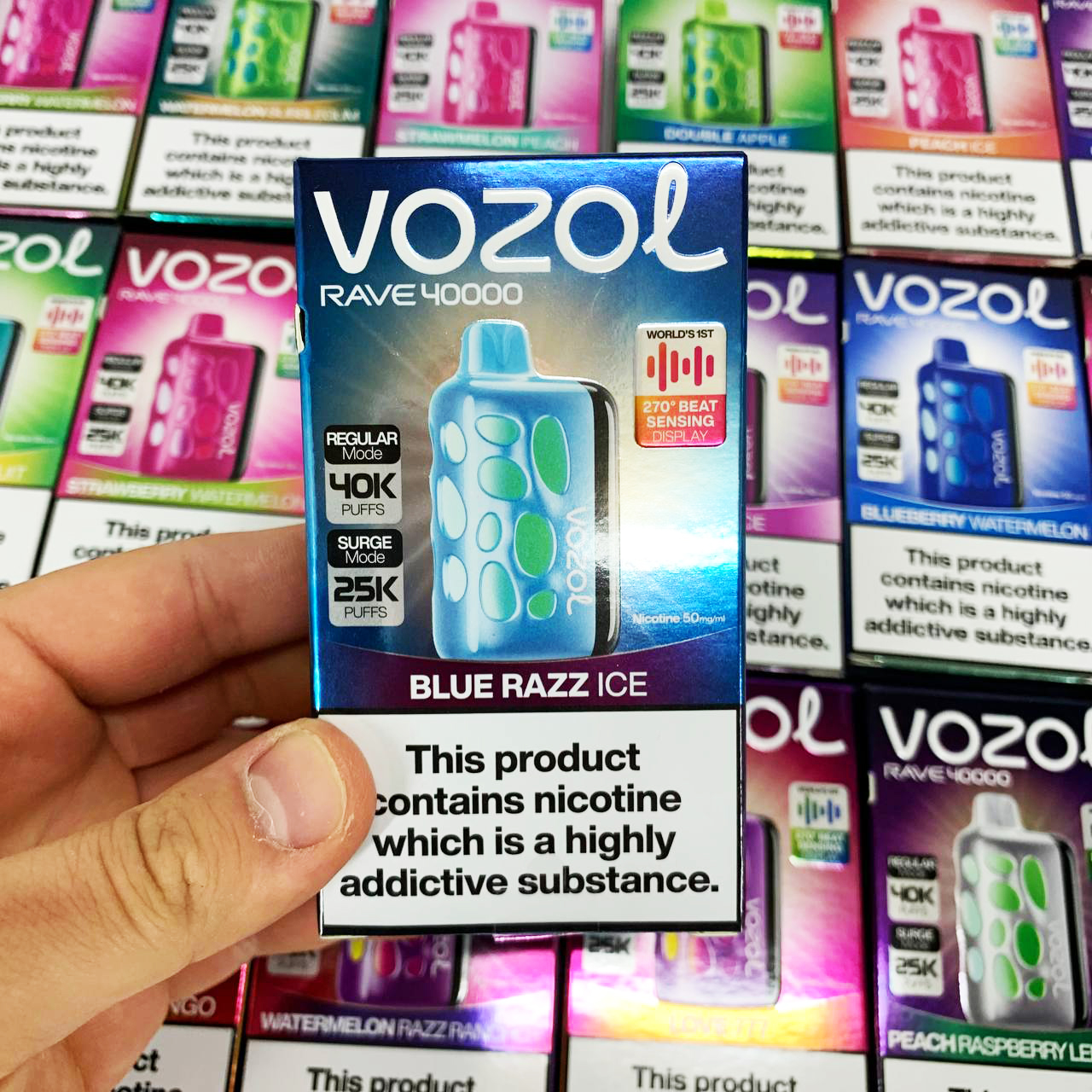 Vozol Rave 40000. Синяя Малина (Blue Razz Ice)