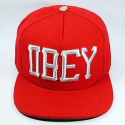 Фирменная кепка бейсболка OBEY Red logo white font
