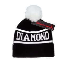 Diamond Шапка чёрная с белым бубоном