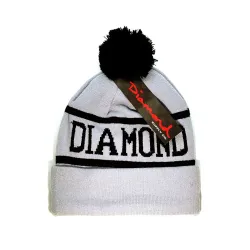 DIAMOND Шапка серая с чёрным бубоном