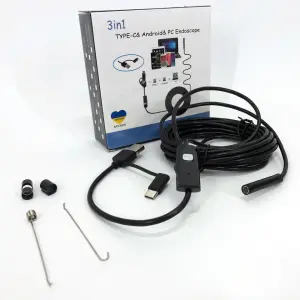 Камера эндоскоп с кабелем на 2 метра 7 мм USB/micro USB с подсветкой, Usb эндоскоп для андроид