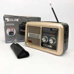 Радио приемник Golon RX-BT978S солнечная панель AUX 3.5mm, Радио приемник с аккумулятором. Цвет: бежевый