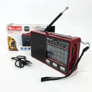 Радио GOLON RX-8866 цифровой портативный радиоприемник с фонариком функцией PowerBank. Цвет: красный