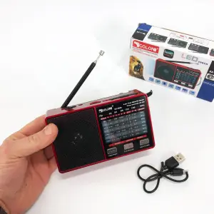 Радио GOLON RX-8866 цифровой портативный радиоприемник с фонариком функцией PowerBank. Цвет: красный