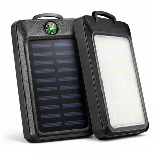 УМБ Power Bank Solar 18000 mAh мобильное зарядное с солнечной панелью и лампой, Power Bank Charger Black