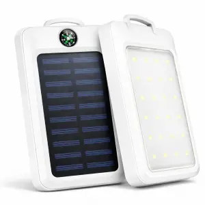 УМБ Power Bank Solar 18000 mAh мобильное зарядное с солнечной панелью и лампой, Power Bank Charger White
