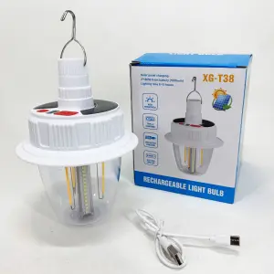 Светодиодная LED лампа с аккумулятором T38-COB+SMD(RGB) 2x18650 солнечная батарея
