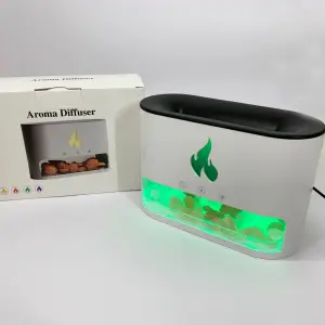 Лампа увлажнитель воздуха Docsal Flame 3 в 1 с соляными камнями, Портативный увлажнитель лампа белая