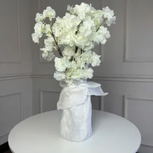 Ветка сакуры, 55 см, 5 веток (2шт/уп). Цвет: белый