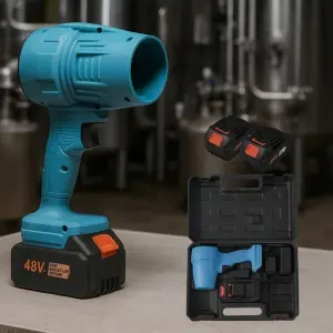 Аккумуляторная турбовоздуходувка 48В, 2×6Ач, бесщеточная, Jet Fan до 200 миль/ч, кейс, для листьев, снега и пыли