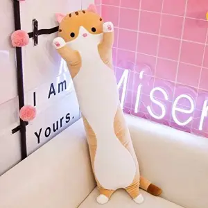 Гигантская мягкая плюшевая игрушка Длинный Кот Батон котейка-подушка 110 см. Цвет: коричневый