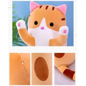 Гигантская мягкая плюшевая игрушка Длинный Кот Батон котейка-подушка 110 см. Цвет: коричневый