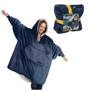 Плед толстовка с капюшоном и рукавами Huggle Hoodie оверсайз. Цвет: синий