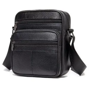Стильная мужская сумка через плечо из натуральной кожи, компактный размер, много отделений