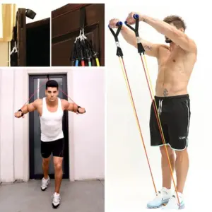 Эспандер резина для зарядок exercise pipe, эспандер резиновый жгут упражнения, Фитнес резинки 5 в 1