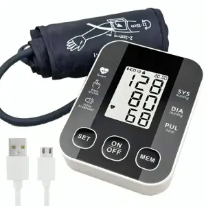 Автоматический тонометр для измерения давления с работой от батареек USB ЖК-дисплеем индикатором заряда