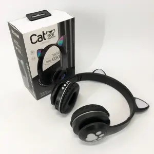 Беспроводные наушники с кошачьими ушками и RGB подсветкой Cat VZV 23M. Цвет: черный