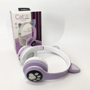 Беспроводные наушники с кошачьими ушками и RGB подсветкой Cat VZV 23M. Цвет: фиолетовый